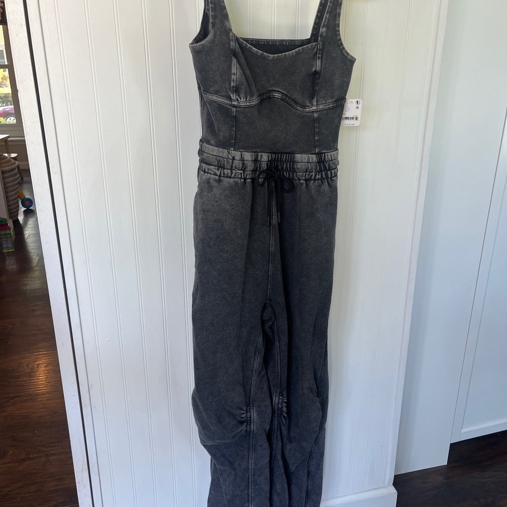 NWT Free people movement Women's Black Denim Jumpsuit
